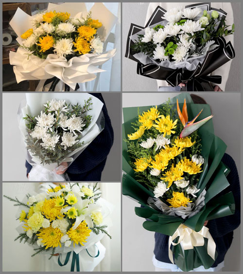 山东莱芜莱城区苗山镇西见马村白事花束代送